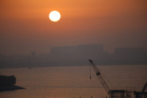 Il porto di Doha, tramonto
